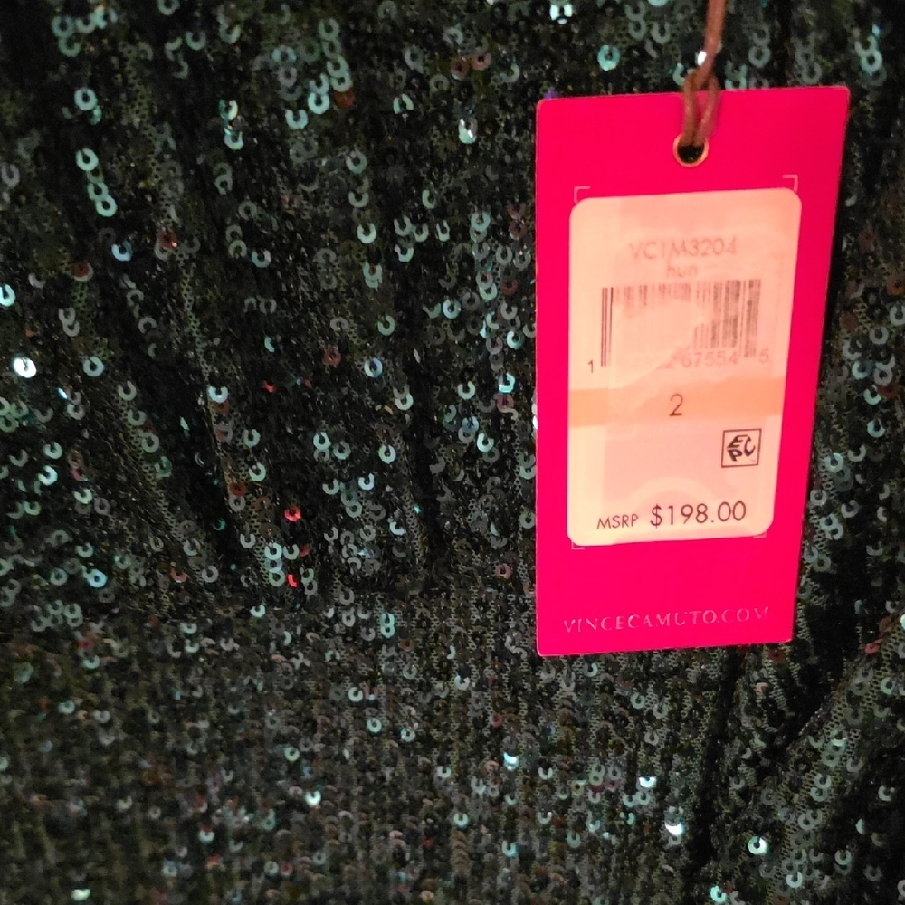 NWT Vince Camuto Green Sequin Mini Dress - Picture 4 of 5